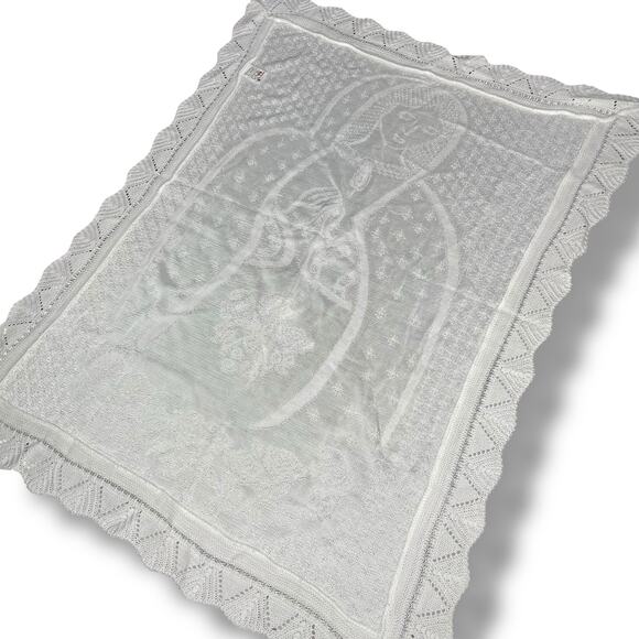 Baptism Blanket Creaciones Baby Patros Afghan Virgin Mary Christening Receiving - Picture 12 of 14